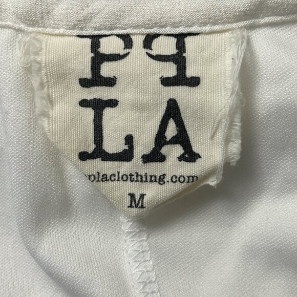 PPLA Cold-Shoulder Boho Blouse Flowy Ruffled Flutter Sleeves White Women's US M - Picture 3 of 8